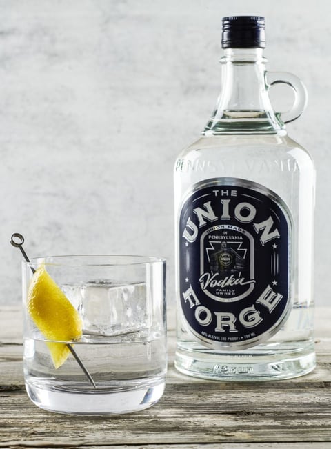 Pour The Union Forge Vodka over a large cube of ice and garnish with a lemon twist